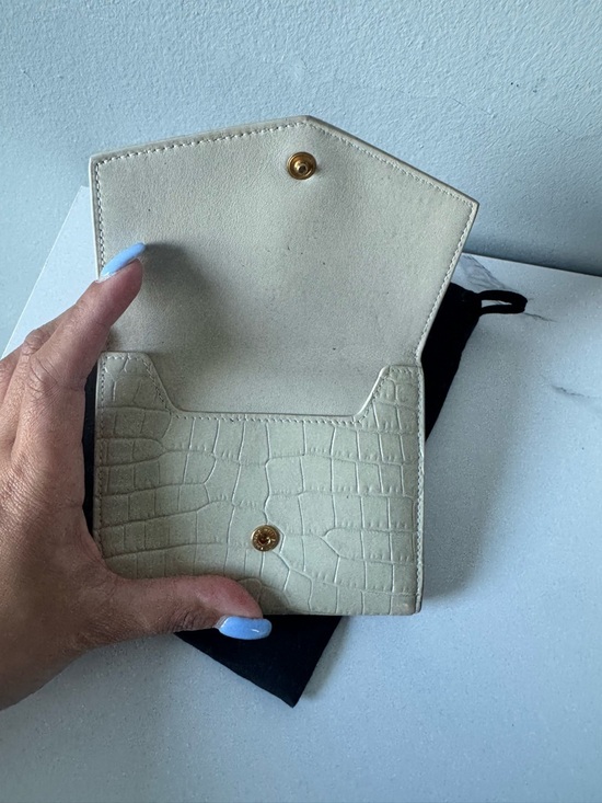 Saint Laurent Handbags - Saint Laurent Cream Croc-Embossed Leather Small Wallet